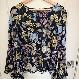 Vince Camuto Navy Floral Blouse